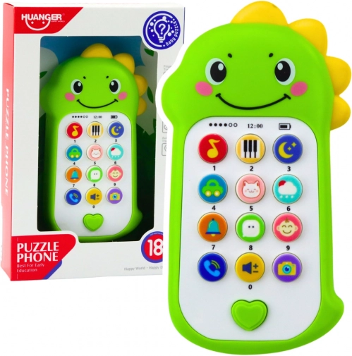 Interaktív gyerek telefon dinoszaurusz, zöld