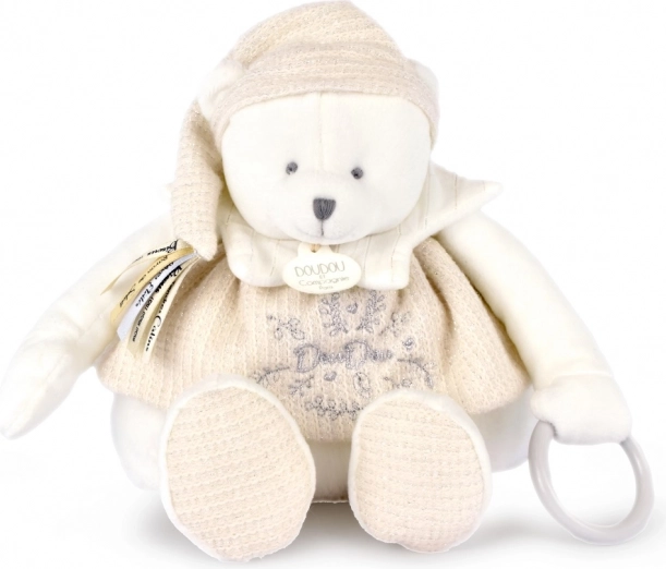 Doudou plüss jegesmedve szalagokkal 30 cm bézs