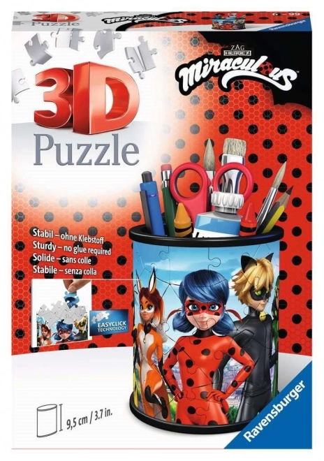 3D puzzle tolltartó - Ladybug és Fekete Macska 57 darab