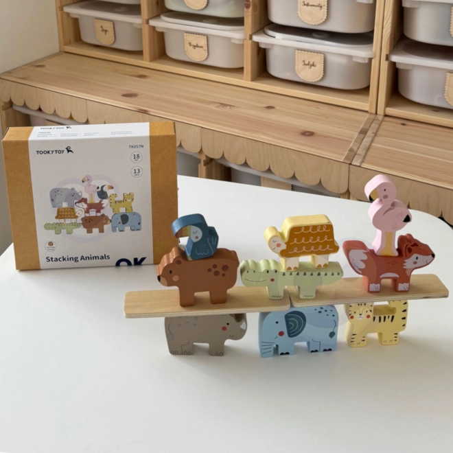 Montessori állat formájú fa kockák 9 db Tooky Toy-tól
