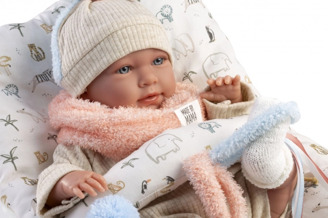 Realisztikus baba csecsemő hangokkal és puha szövet testtel 42 cm