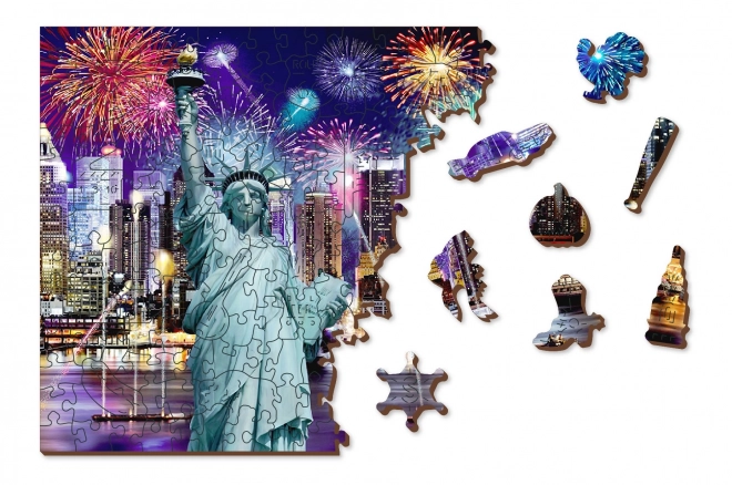 fából készült éjszakai New York 2 az 1-ben puzzle, 1010 darab