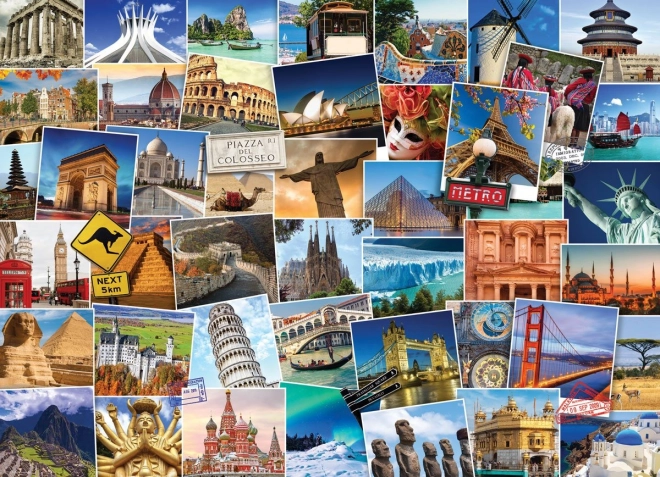 Világjáró puzzle - 1000 darabos, teljes világutazó kaland