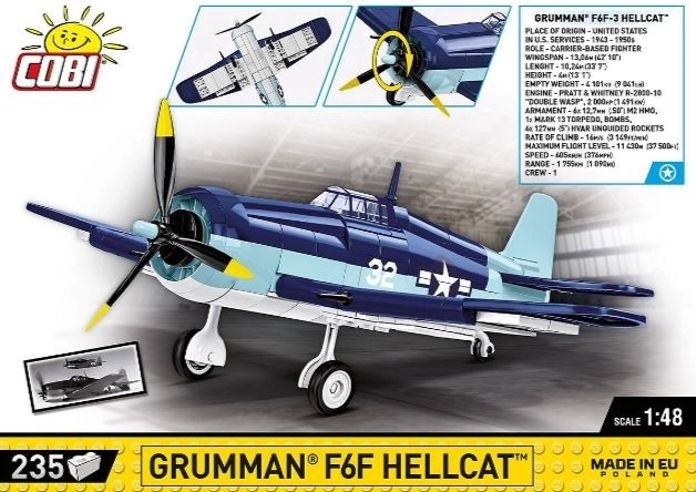 F6F Hellcat Grumman építőkészlet 235 darabos