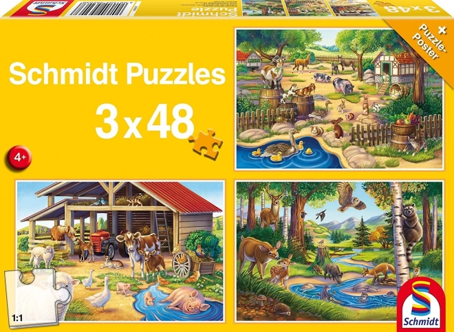 Schmidt puzzle kedvenc állataim 3x48 darab