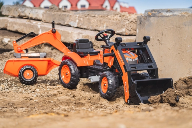 Kubota játék traktor utánfutóval és markolóval