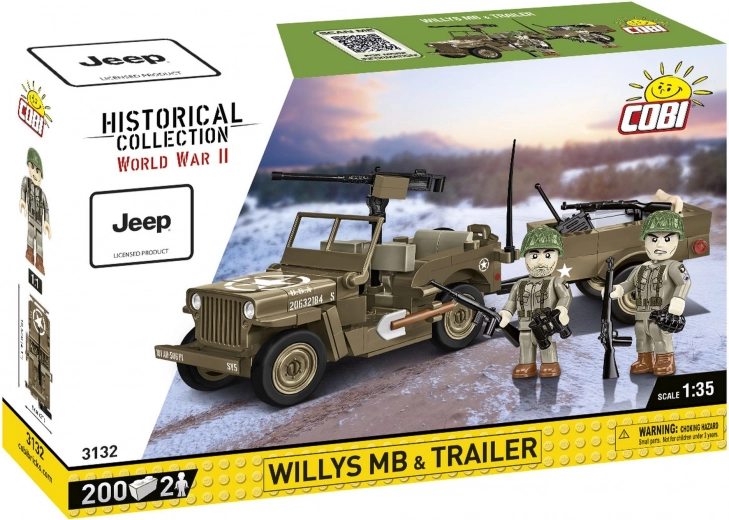Autentikus WILLYS MB modell utánfutóval