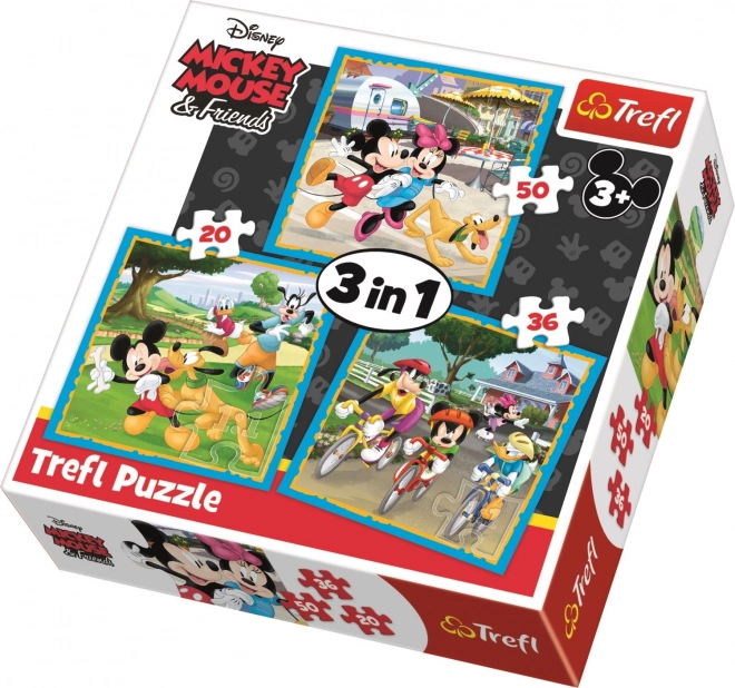 Trefl puzzle Mickey egér és barátai 3 az 1-ben (20, 36, 50 darabos)