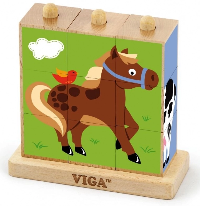 Viga fa puzzle háziállatok