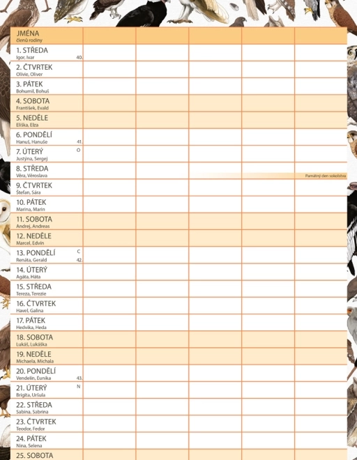 Családi tervező naptár Animalium 2026