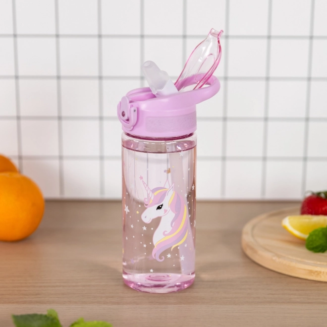 Tritán ivópalack szívószállal Rainbow Unicorn 500 ml