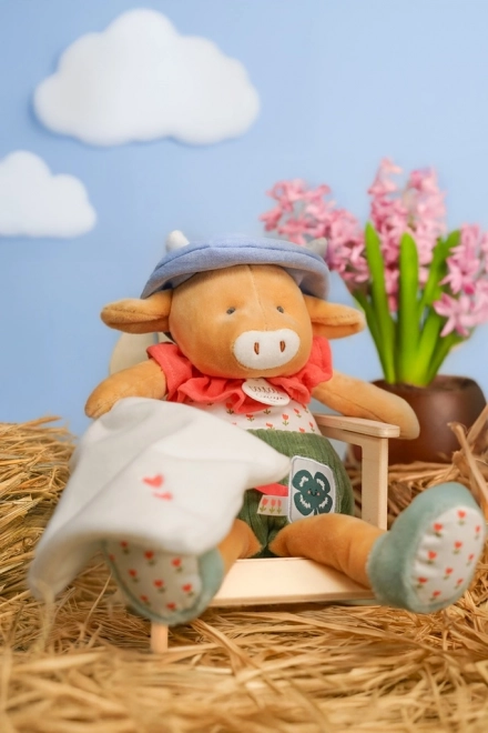 Doudou ajándékcsomag Aneth tehénke zöld takaróval 28 cm