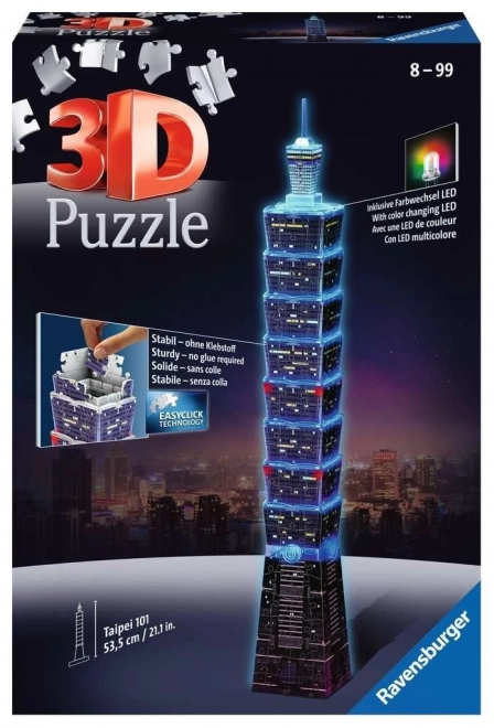 Ravensburger 3D Puzzle éjszakai kiadás Taipei 101, Taiwan 216 darab