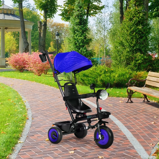 3 az 1-ben tricikli babakocsi gyerekeknek forgatható üléssel és napellenzővel, kék, ECOTOYS