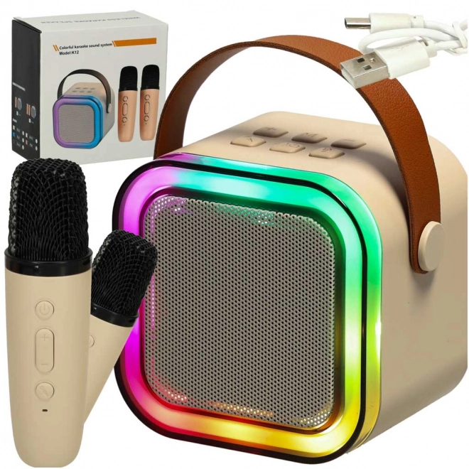 Karaoke szett két mikrofonnal és Bluetooth hordozható hangszóróval