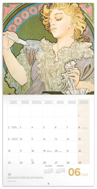 notique - alfons mucha jegyzet naptár 2025