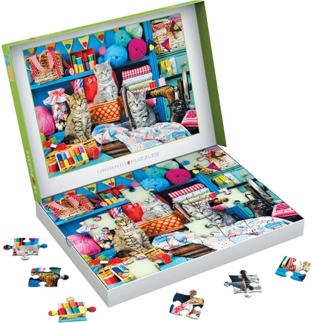 EUROGRAPHICS Puzzle Connecting Pieces – Macskás kötögetés, 48 darab