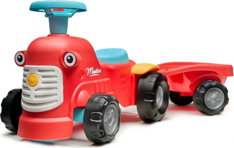 Tolóbicikli traktor utánfutóval Munico piros