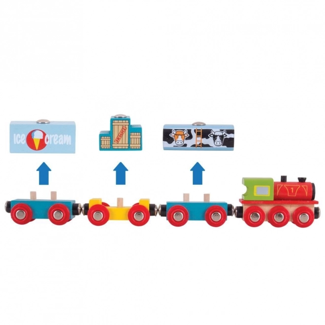 Bigjigs Rail tehervonat és 3 sín