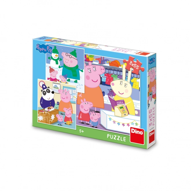 peppa malac puzzle 3x55 darab