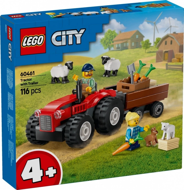 Vörös traktor utánfutóval és birkával LEGO City