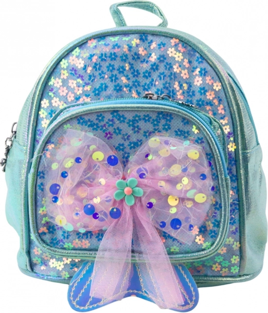 Gyerek hátizsák csillogó masnival kék 20cm 3,8L