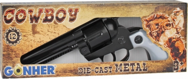 Fekete fém cowboy revolver 12 törés