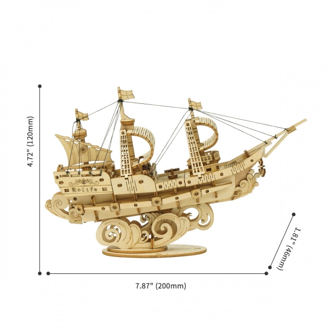 Katonai vitorlás 3D fa puzzle