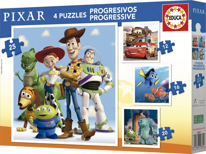 Educa Disney Pixar Gyermek Puzzle Szett 4 az 1-ben