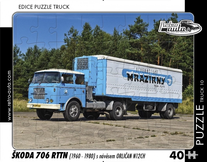 RETRO-AUTA Puzzle KAMION sz.10 Škoda 706 RTTN Orličan N12CH utánfutóval (1960-1980) 40 db