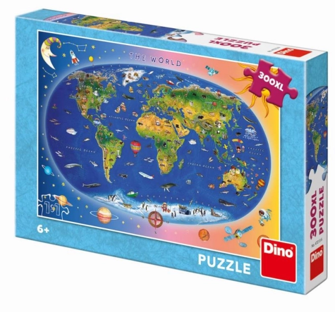 Dino világ térképe XL 300 darabos puzzle