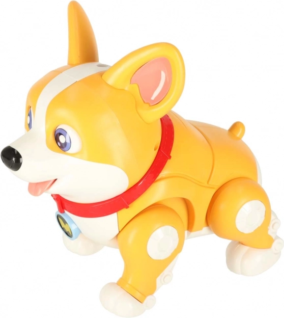 Interaktív robot corgi kutyus világító fülekkel és zenével