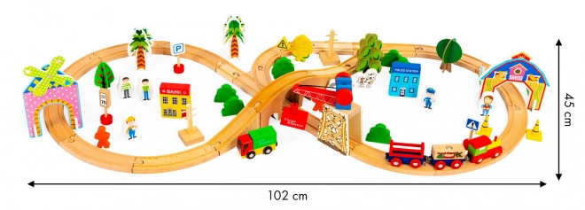 Fából készült vasúti sínkészlet 78 elemmel - Ecotoys