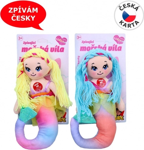 Textil sellő baba hanggal, 38 cm