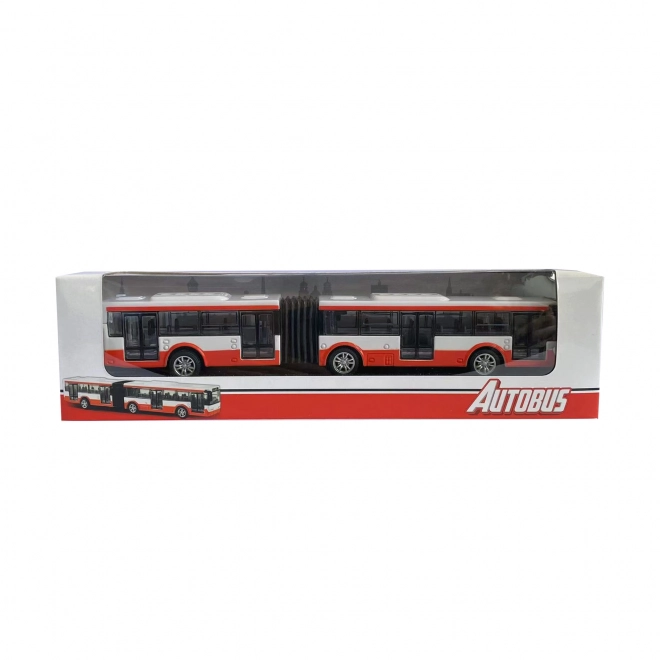 Fém piros csuklós busz
