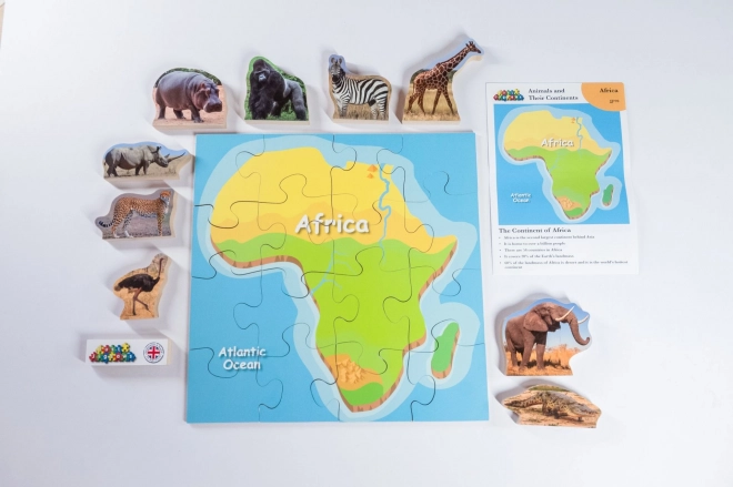 Afrika és állatai fa puzzle 16 darabos szett