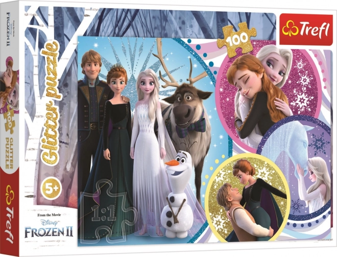 Frozen 2 csillogó puzzle - A szerelem ragyogása 100 darabos