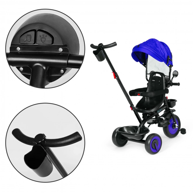 3 az 1-ben tricikli babakocsi gyerekeknek forgatható üléssel és napellenzővel, kék, ECOTOYS