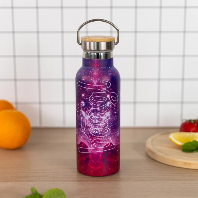 Galaxy 500 ml termosz bambusz fedéllel