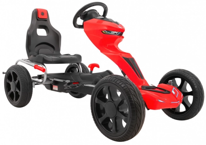 Grand Ride pedálos gokart gyerekeknek 3+ Piros + EVA kerekek + Állítható ülés + Kézifék