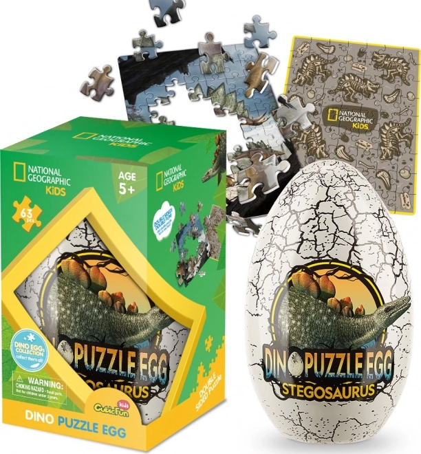 CubicFun National Geographic: Stegosaurus kétoldalas puzzle, 63 darabos tojásban