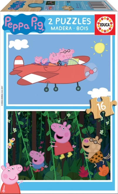 Peppa malac fa puzzle szett 2x16 db