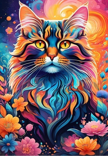 Puzzle Színes macska 1000 darabos