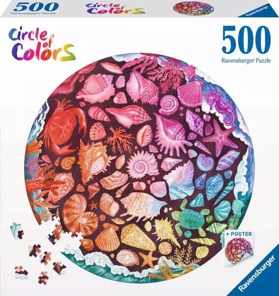 Ravensburger színes kör puzzle - kagyló motívummal, 500 darabos