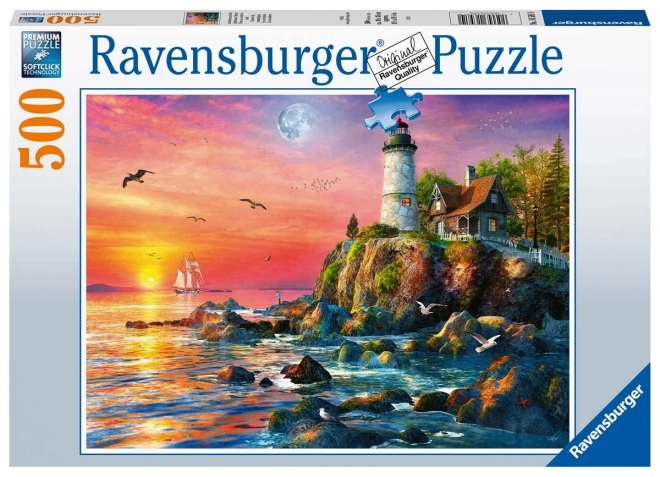 Világítótorony Puzzle Naplementében – 500 Darabos