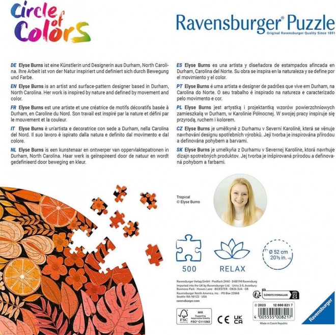 Ravensburger színes kör puzzle: Trópusi 500 darabos