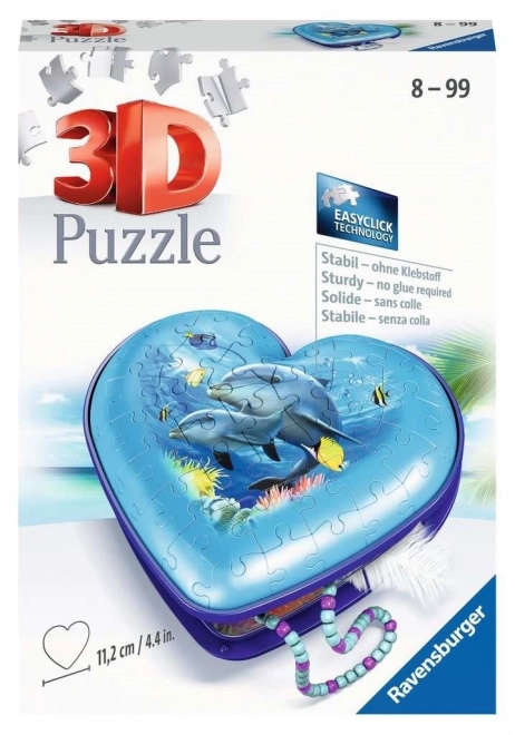 Tengeri Világ Szív 3D Puzzle Ékszerdoboz - 54 Darab