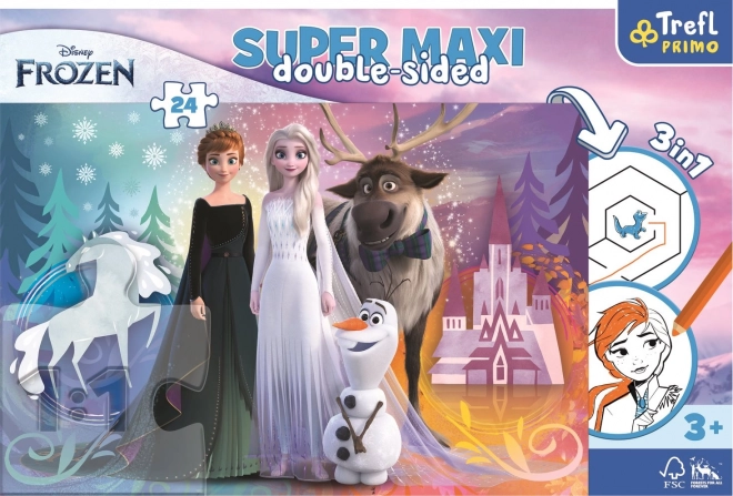 Oboustranné puzzle Frozen super maxi 24 db