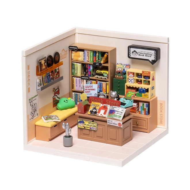 Autentikus miniatűr könyvesbolt