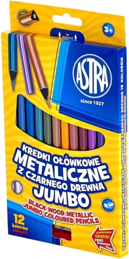 Astra fémes színű ceruzák 12 db hegyezővel